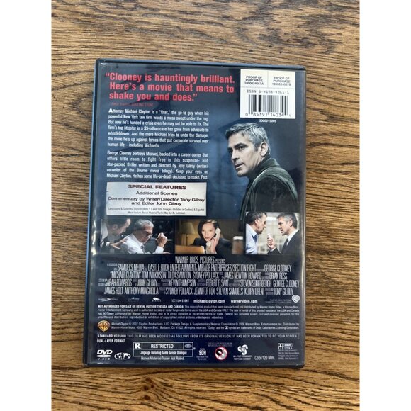 Michael Clayton 2007 DVD Thriller Drama George Clooney Tom Wilkinson Pre-Owned - Picture 2 of 4